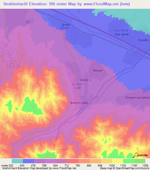 Ibrahimhacili,Azerbaijan Elevation Map