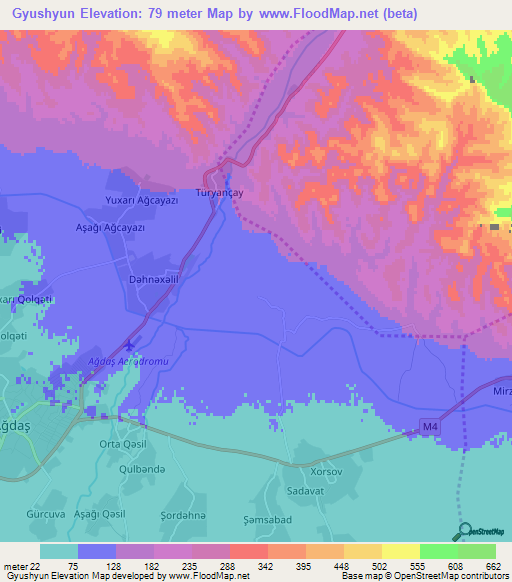 Gyushyun,Azerbaijan Elevation Map