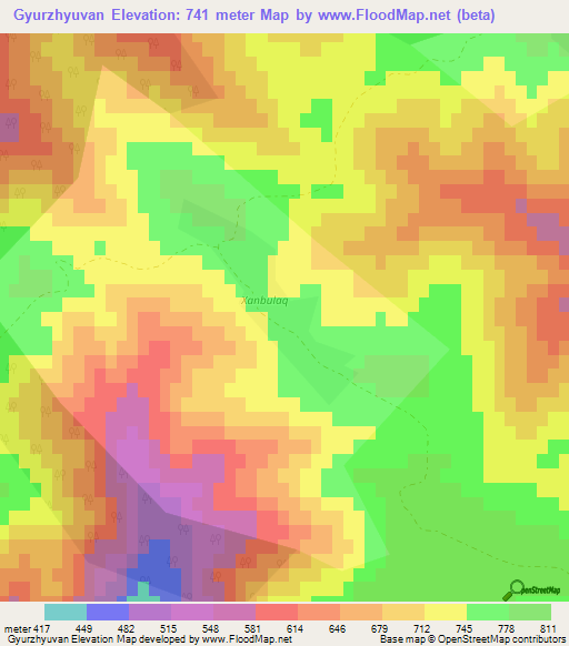 Gyurzhyuvan,Azerbaijan Elevation Map