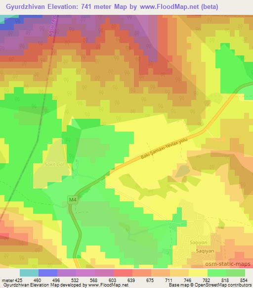 Gyurdzhivan,Azerbaijan Elevation Map