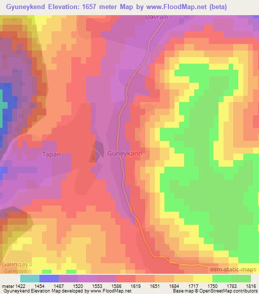 Gyuneykend,Azerbaijan Elevation Map