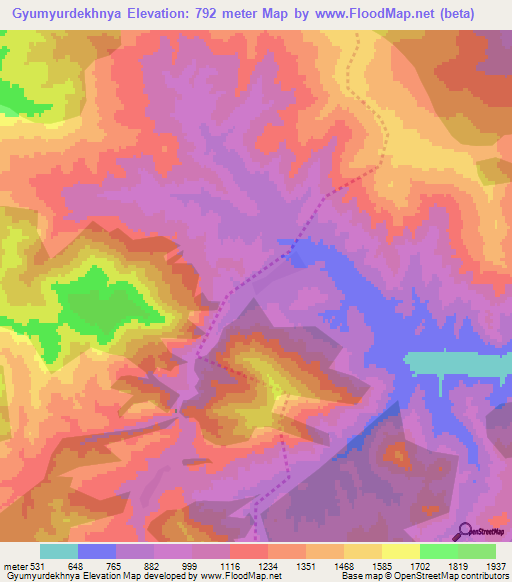 Gyumyurdekhnya,Azerbaijan Elevation Map