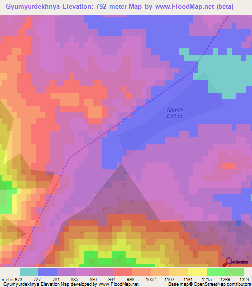 Gyumyurdekhnya,Azerbaijan Elevation Map