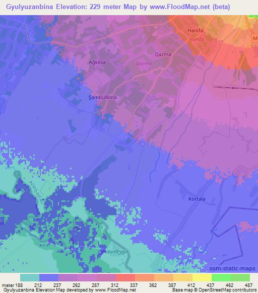 Gyulyuzanbina,Azerbaijan Elevation Map