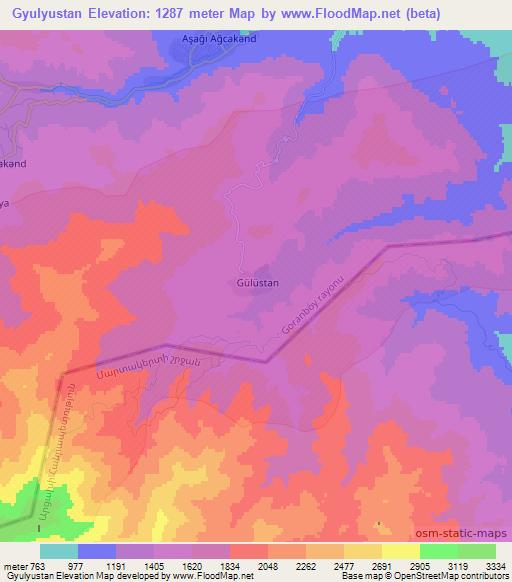 Gyulyustan,Azerbaijan Elevation Map