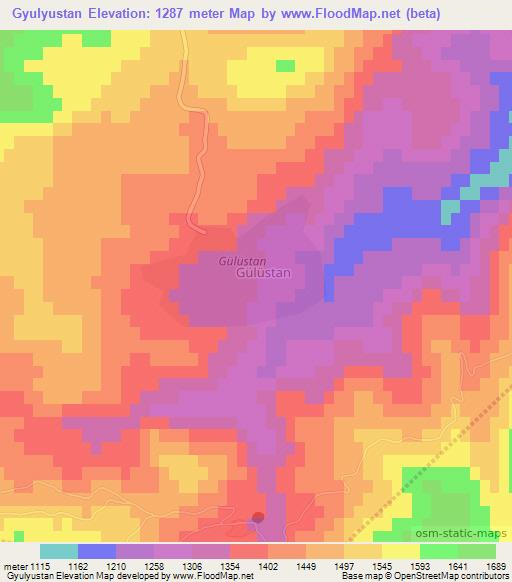Gyulyustan,Azerbaijan Elevation Map