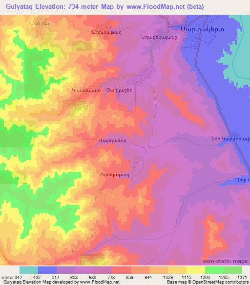 Gulyataq,Azerbaijan Elevation Map