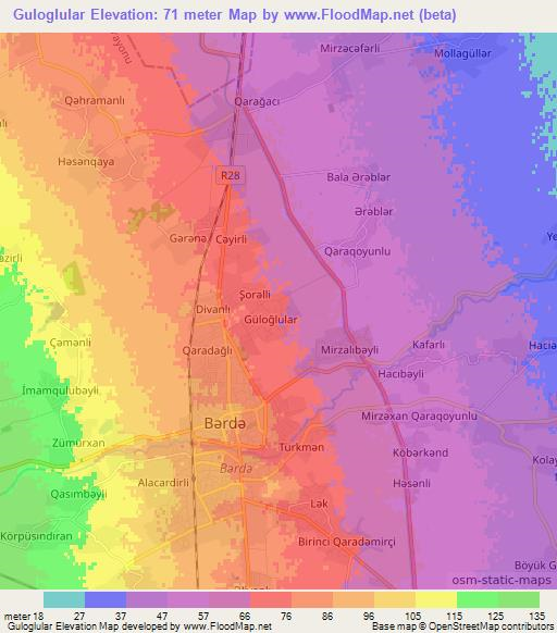 Guloglular,Azerbaijan Elevation Map