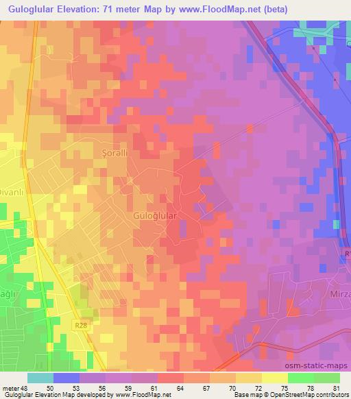 Guloglular,Azerbaijan Elevation Map