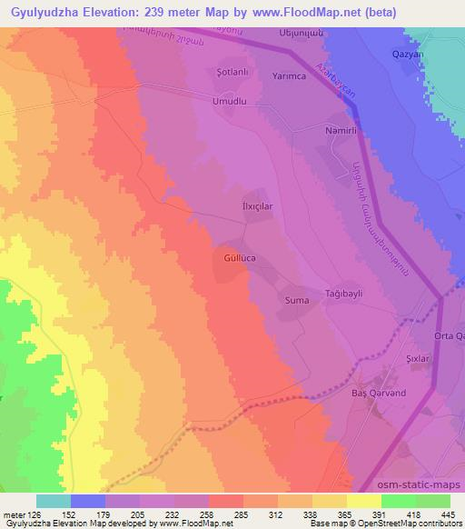 Gyulyudzha,Azerbaijan Elevation Map