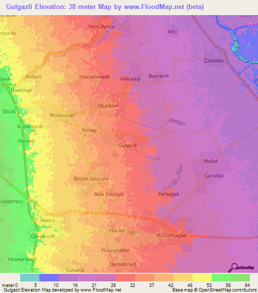 Gulgazli,Azerbaijan Elevation Map