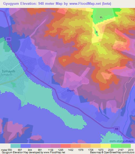 Gyugyum,Azerbaijan Elevation Map