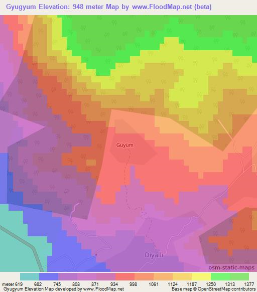 Gyugyum,Azerbaijan Elevation Map