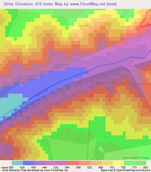 Qirlar,Azerbaijan Elevation Map