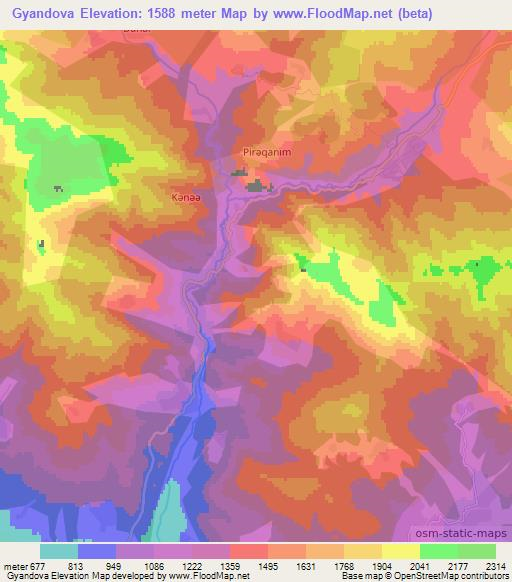 Gyandova,Azerbaijan Elevation Map