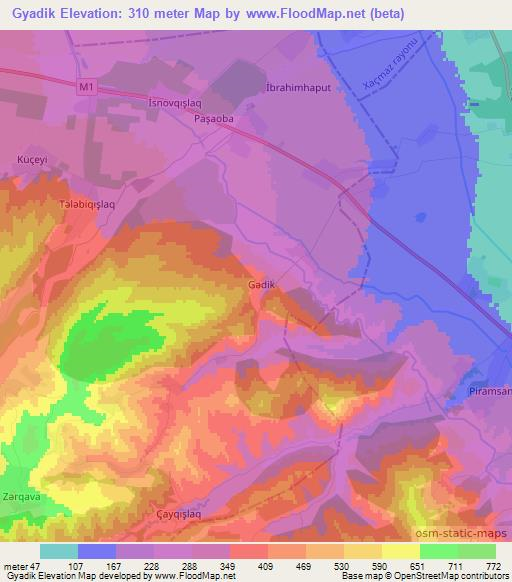 Gyadik,Azerbaijan Elevation Map