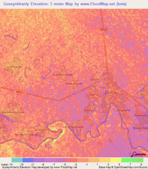 Guseynkhanly,Azerbaijan Elevation Map