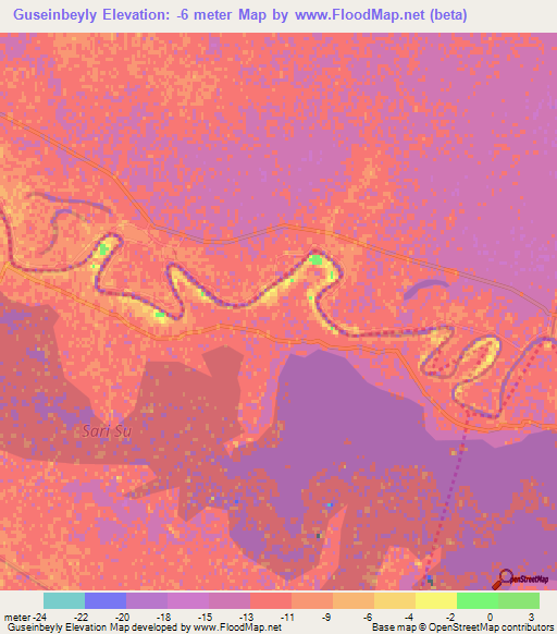 Guseinbeyly,Azerbaijan Elevation Map