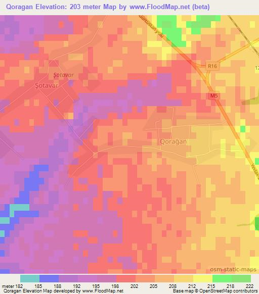 Qoragan,Azerbaijan Elevation Map