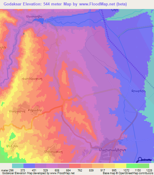 Godaksar,Azerbaijan Elevation Map
