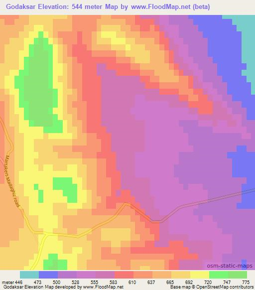 Godaksar,Azerbaijan Elevation Map