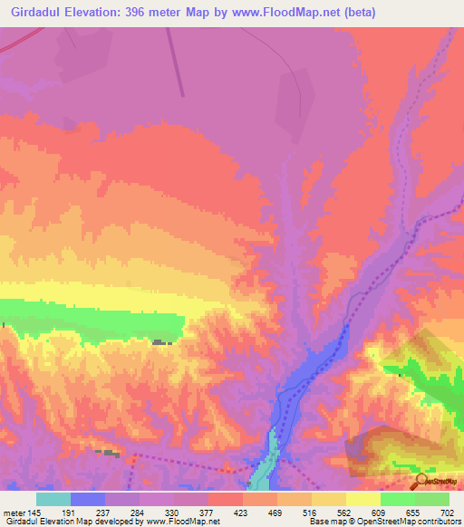 Girdadul,Azerbaijan Elevation Map