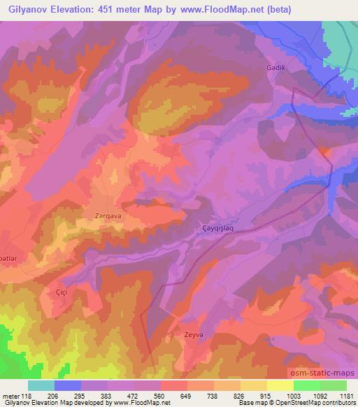 Gilyanov,Azerbaijan Elevation Map