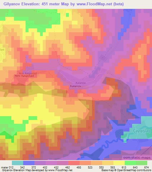 Gilyanov,Azerbaijan Elevation Map