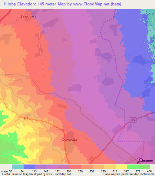 Hiloba,Azerbaijan Elevation Map