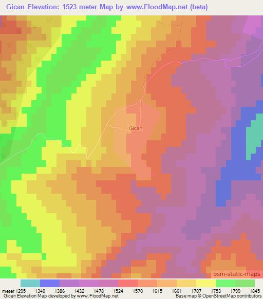 Gican,Azerbaijan Elevation Map