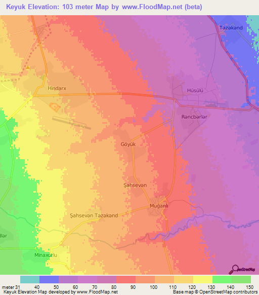 Keyuk,Azerbaijan Elevation Map