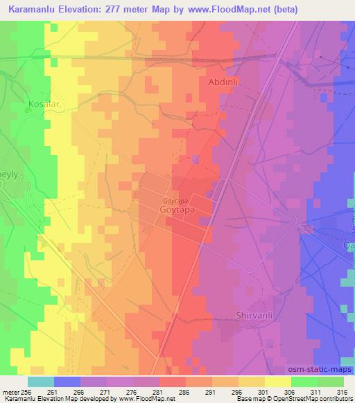 Karamanlu,Azerbaijan Elevation Map
