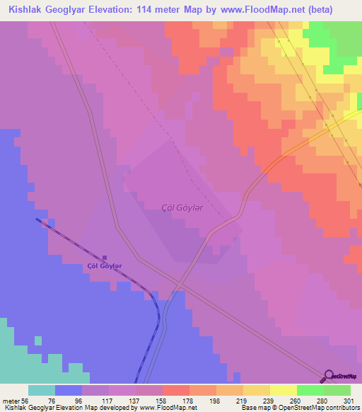 Kishlak Geoglyar,Azerbaijan Elevation Map