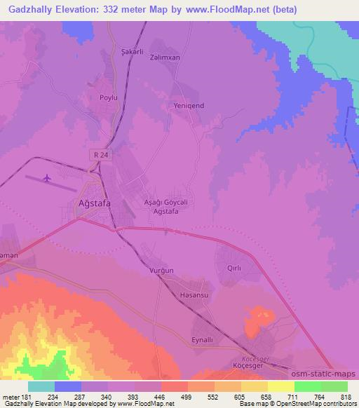 Gadzhally,Azerbaijan Elevation Map