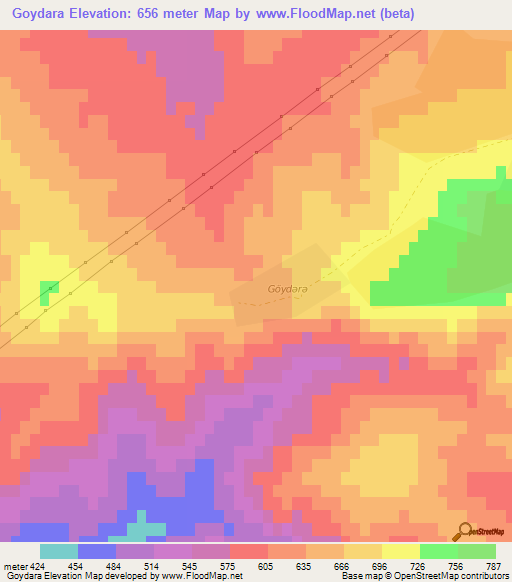 Goydara,Azerbaijan Elevation Map