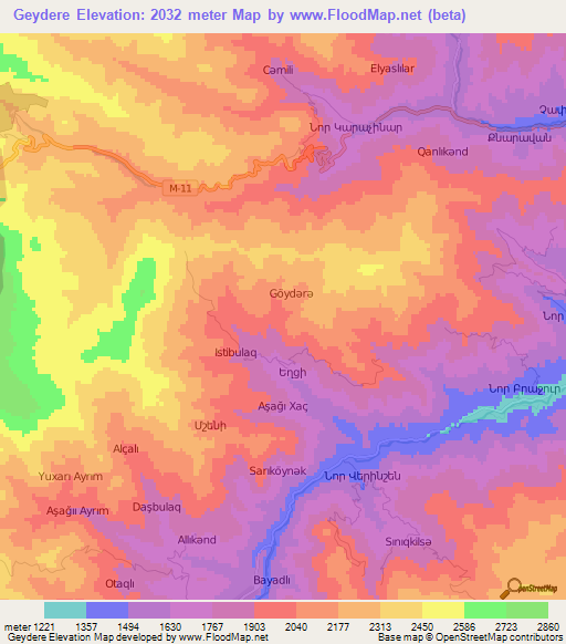 Geydere,Azerbaijan Elevation Map