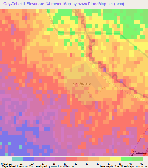 Gey-Dellekli,Azerbaijan Elevation Map