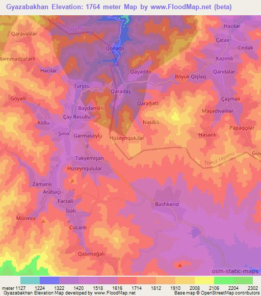 Gyazabakhan,Azerbaijan Elevation Map