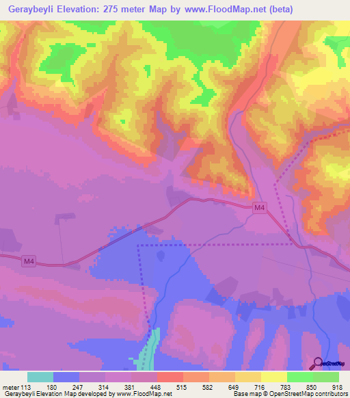 Geraybeyli,Azerbaijan Elevation Map
