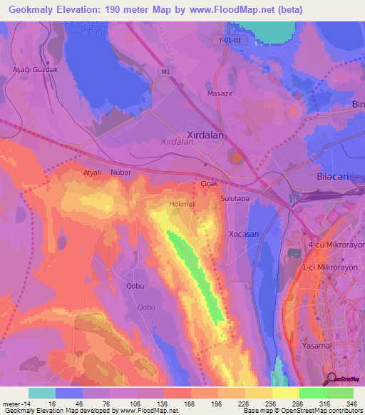 Geokmaly,Azerbaijan Elevation Map