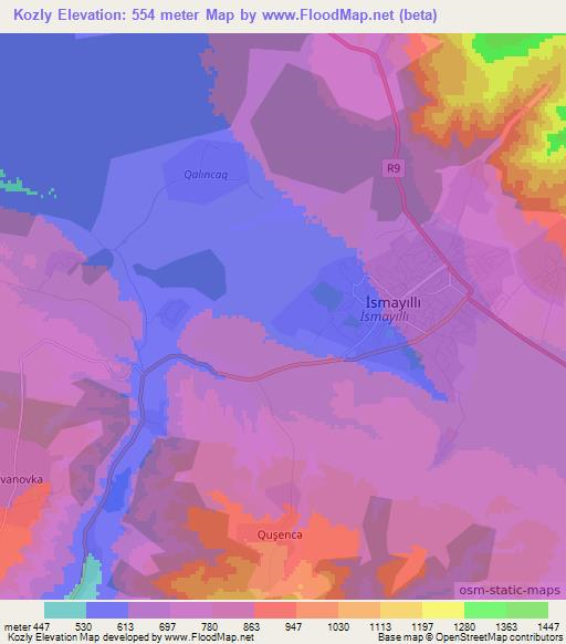 Kozly,Azerbaijan Elevation Map