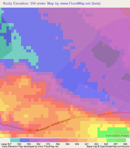 Kozly,Azerbaijan Elevation Map