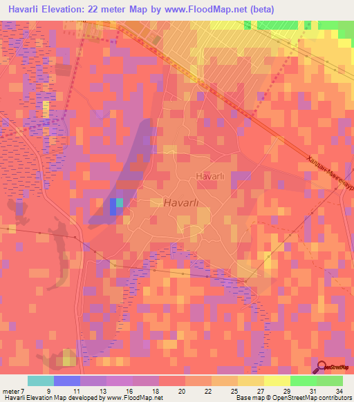 Havarli,Azerbaijan Elevation Map