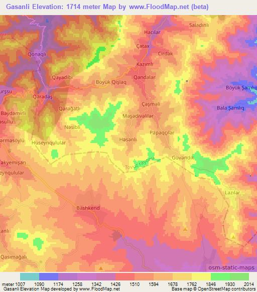 Gasanli,Azerbaijan Elevation Map