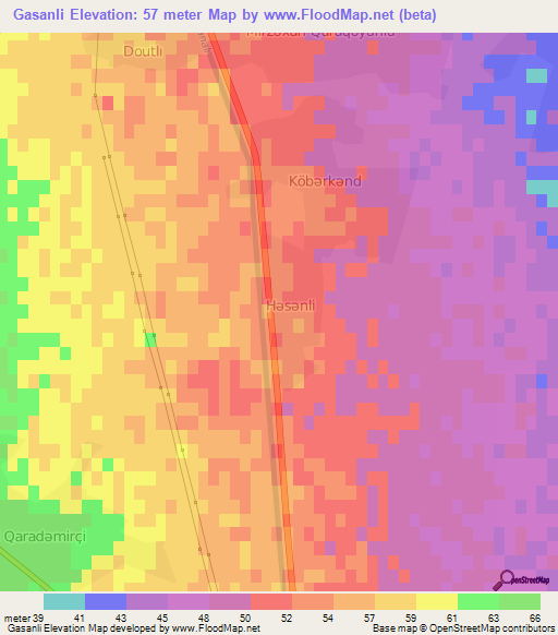Gasanli,Azerbaijan Elevation Map