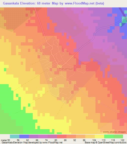 Gasankala,Azerbaijan Elevation Map