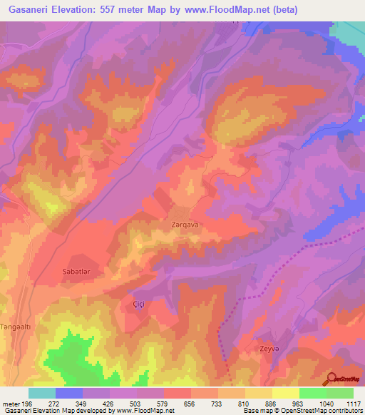 Gasaneri,Azerbaijan Elevation Map