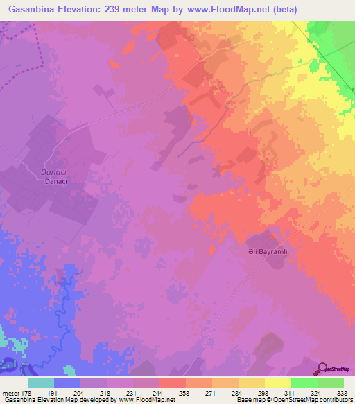 Gasanbina,Azerbaijan Elevation Map