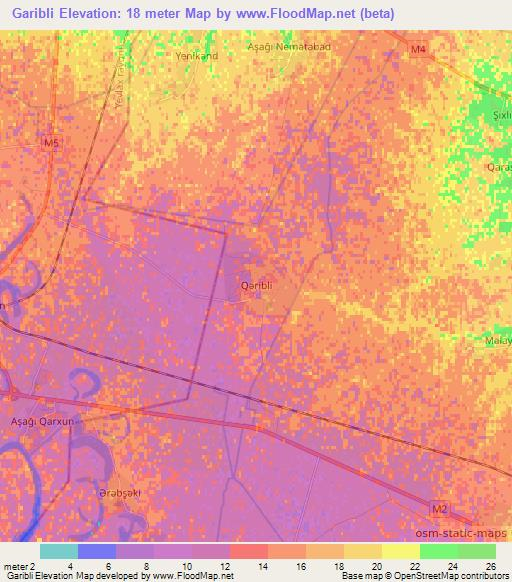 Garibli,Azerbaijan Elevation Map