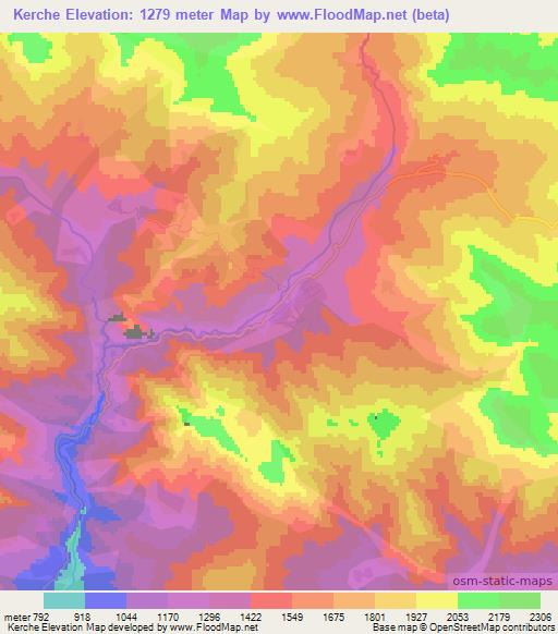 Kerche,Azerbaijan Elevation Map